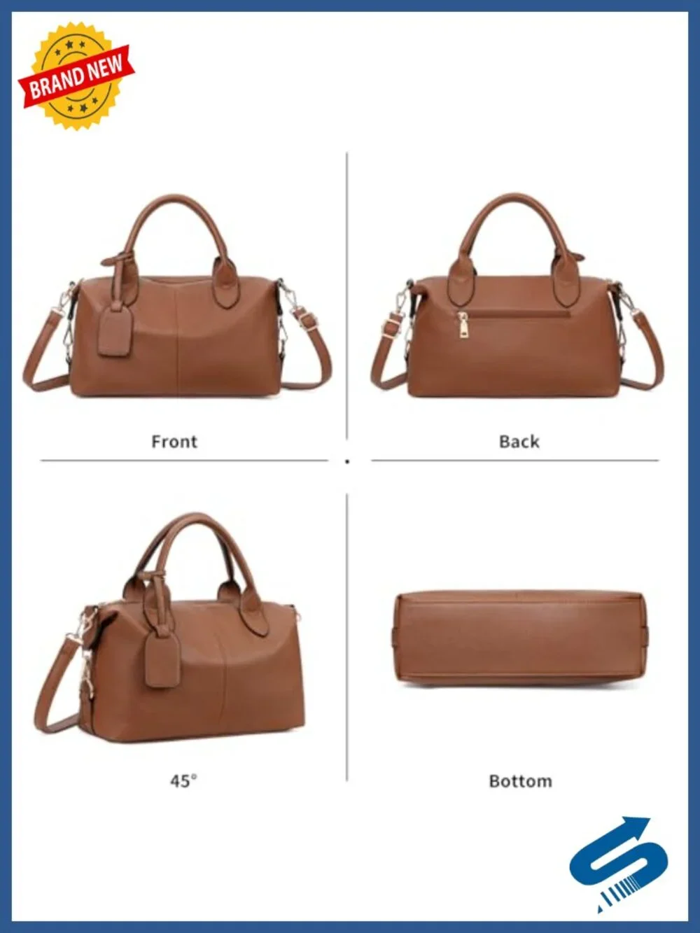 Large Capacity Vegan Leather Tote Bag with Top Handle Satchel Purse